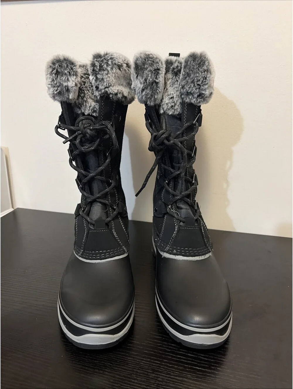Khombu Ellie Women's Size 7 Winter Tall Boots Black Suede Faux Fur